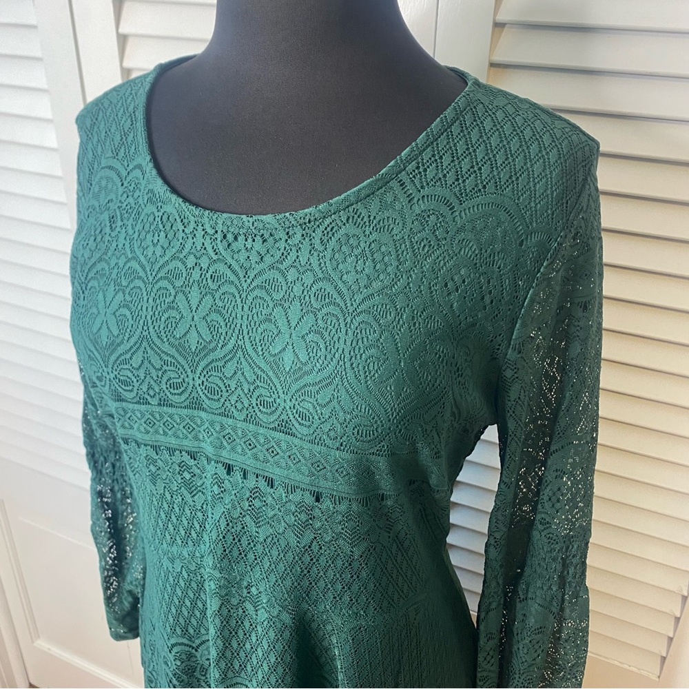 Elegant Emerald Green Lace Dress | Size XXL - Picture 2 of 6